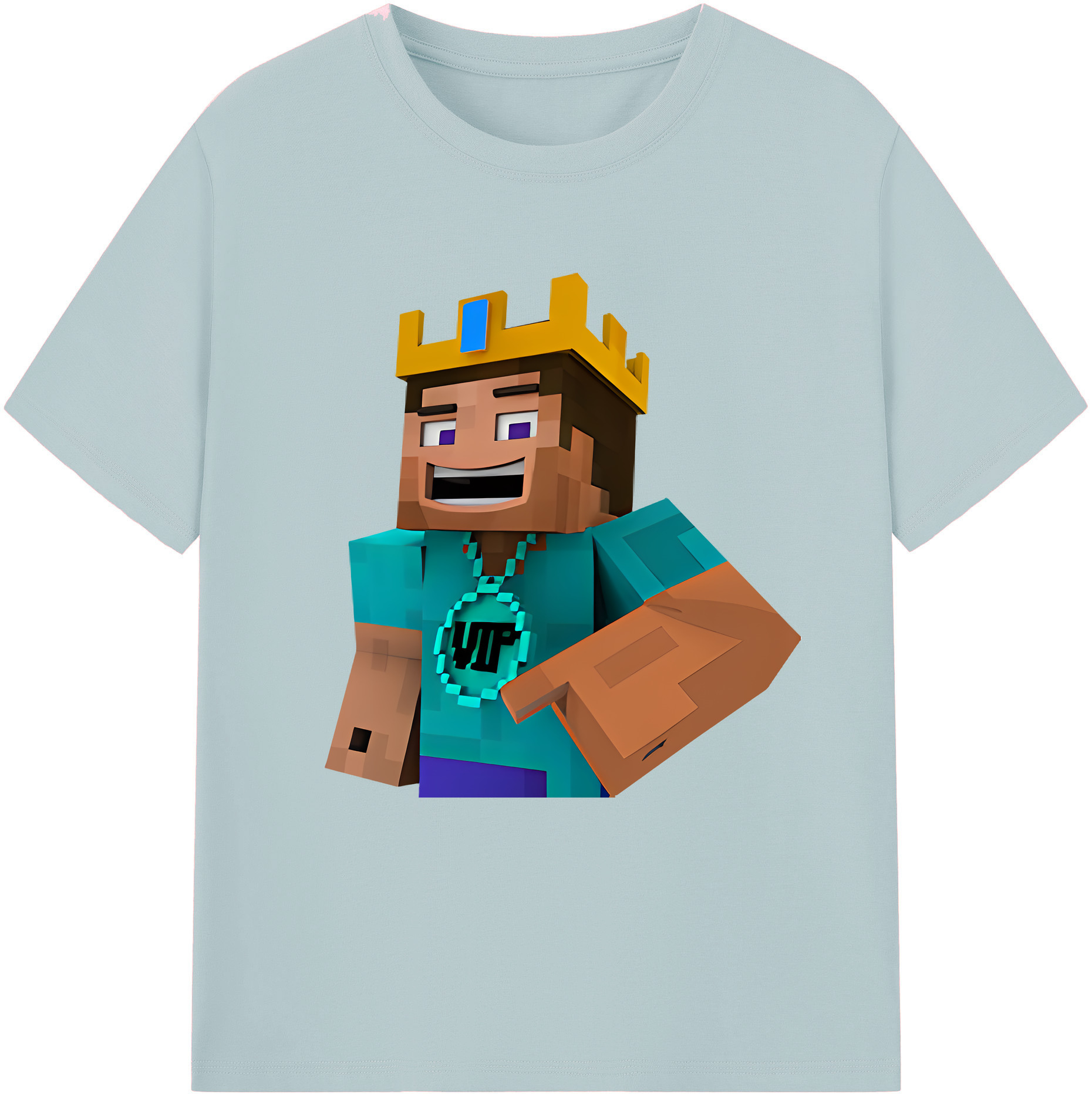 （画像用） マインクラフト ブロックの世界 Minecraft MC Block world 綿100％半袖Tシャツ（フロントプリント）